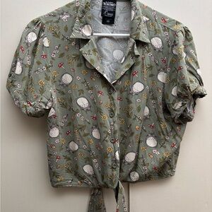 Green Totoro Print Women's Top